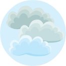 round icon with clouds representing cloudy weather