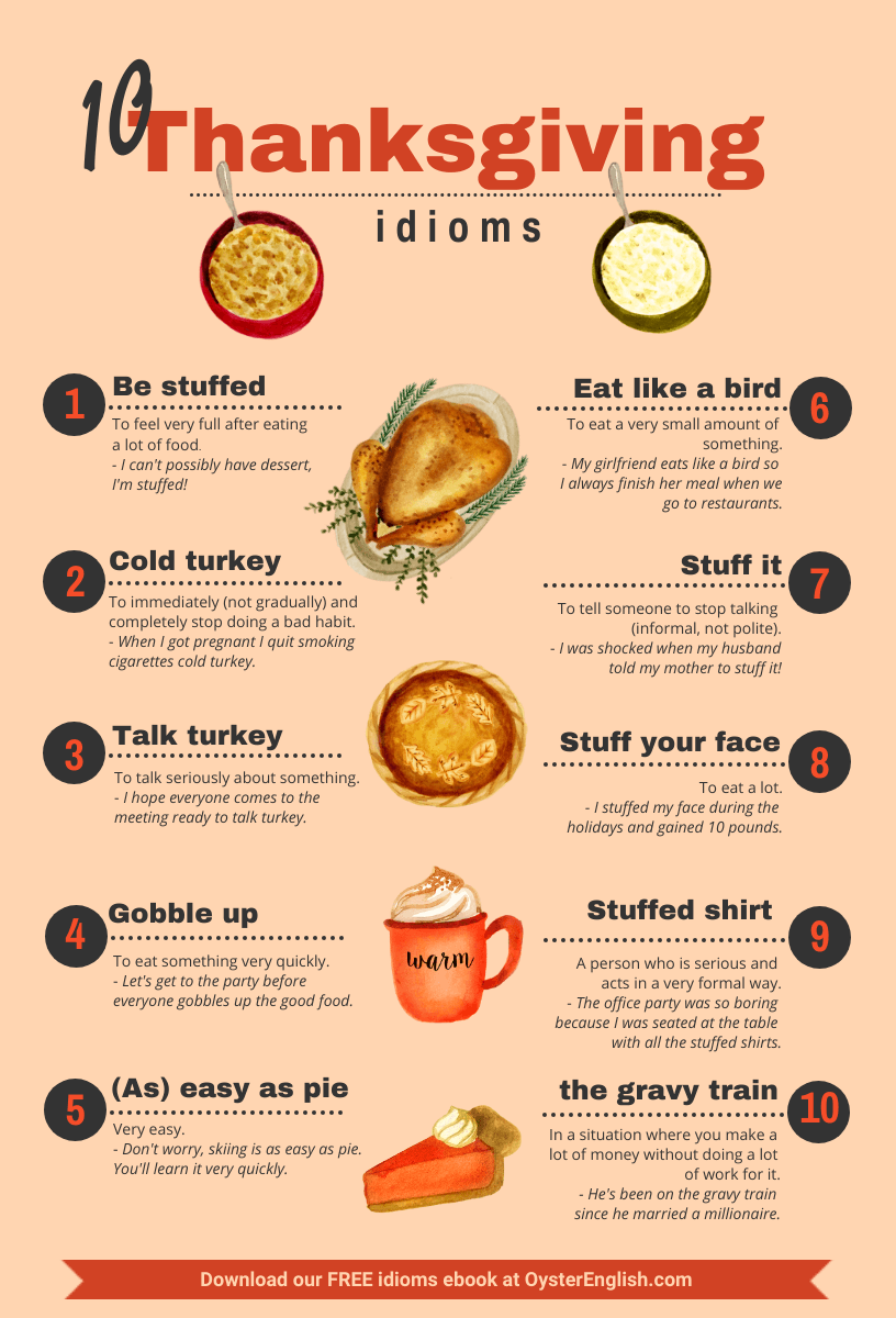 Gobble up these 10 Thanksgiving idioms with this infographic.