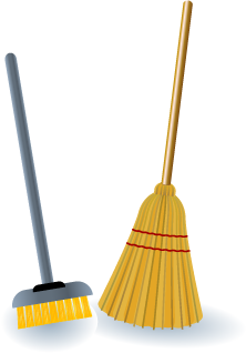Illustration of two different styles of brooms