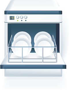 An icon image of a dishwasher