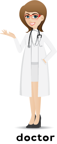 Illustration of a doctor wearing a white coat and stethoscope