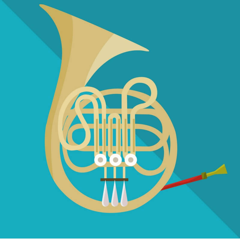 Image of a french horn musical instrument