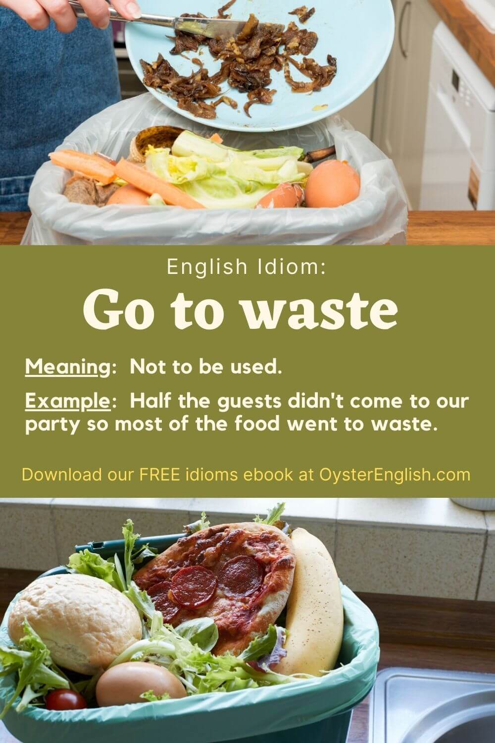 Pictures of perfectly good food in trash bins: Half the guests didn't come to our party so most of the food went to waste.