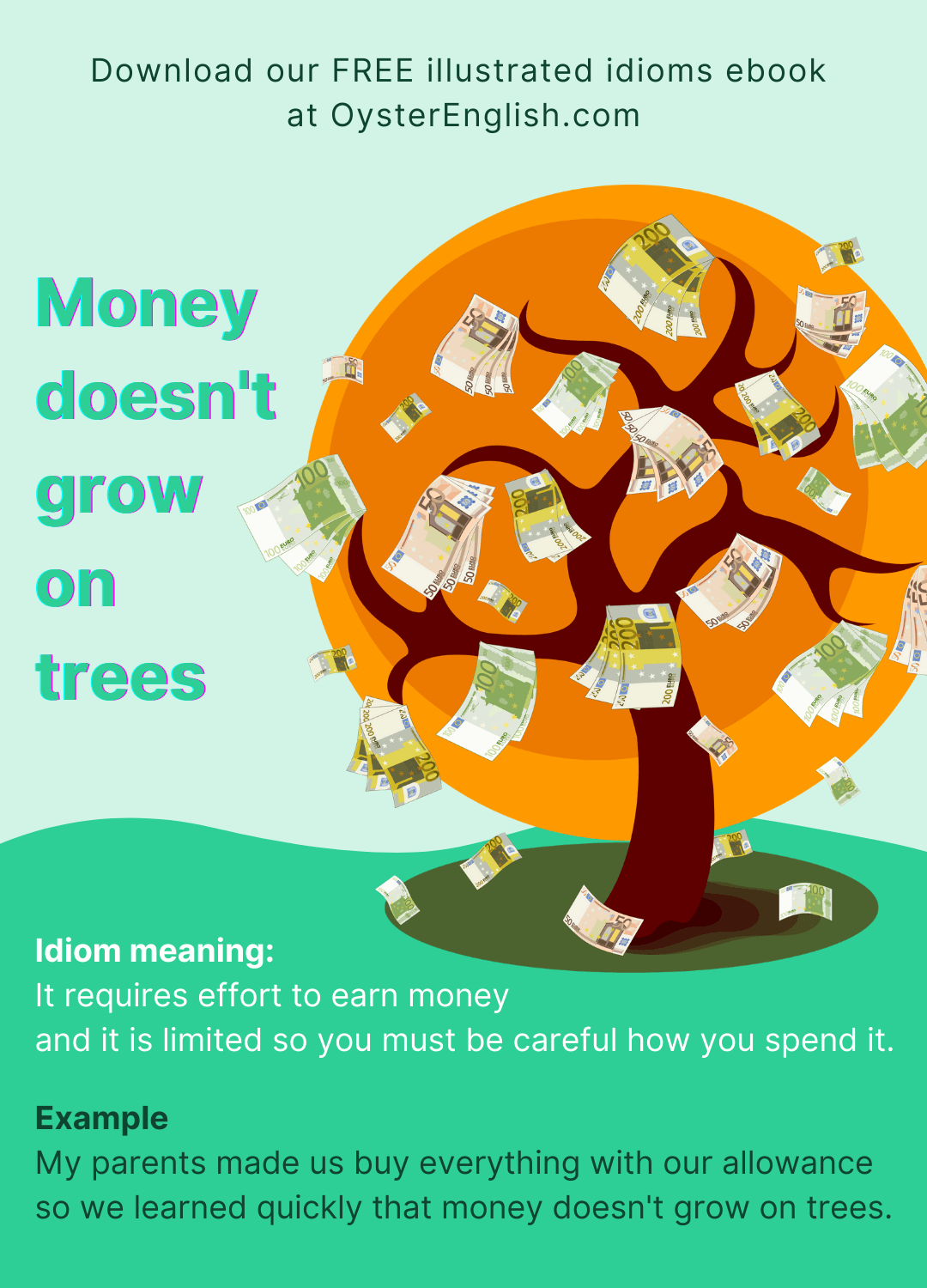 Idiom Money doesn't grow on trees (meaning & examples)