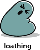 Cartoon blob shape that's expressing a feeling of loathing