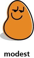 Cartoon blob shape that is expressing a modest expression