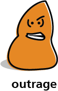 Cartoon blob shape that has an expression of outrage