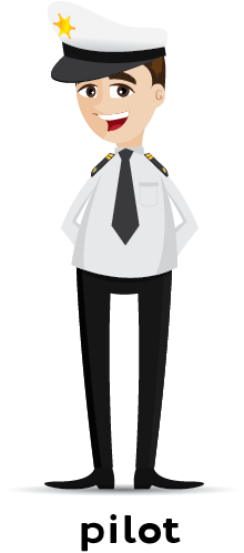 Illustration of a pilot in uniform