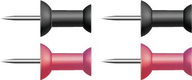 Illustration of four push pins