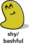 Cartoon blob shape that looks shy or bashful