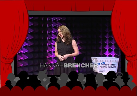 Hanna Brencher on stage giving her TED Talk
