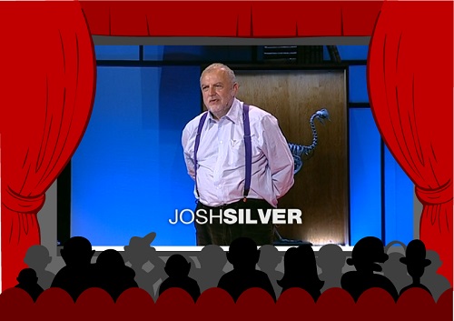 Joshua Silver speaking on the TED Talk stage