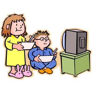 A boy and girl watch television