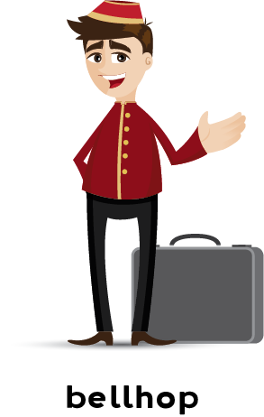 Illustration of bellhop with a suitcase