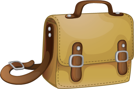Illustration of a brown leather book bag