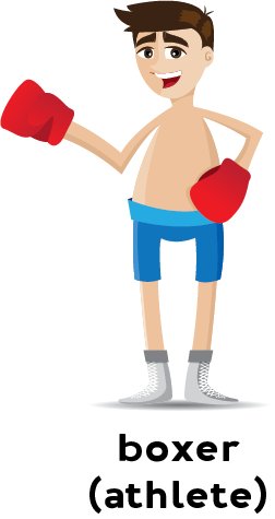 Illustration of a boxer wearing boxing gloves and shorts