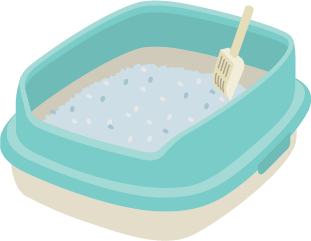 Illustration of a cat litter box filled with cat litter