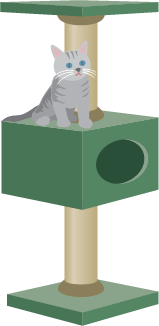 Illustration of a cat sitting on a cat tree