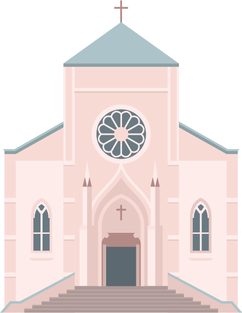 Illustration of the exterior of a church