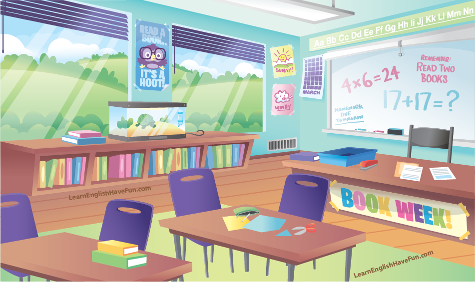 Illustration of a school classroom