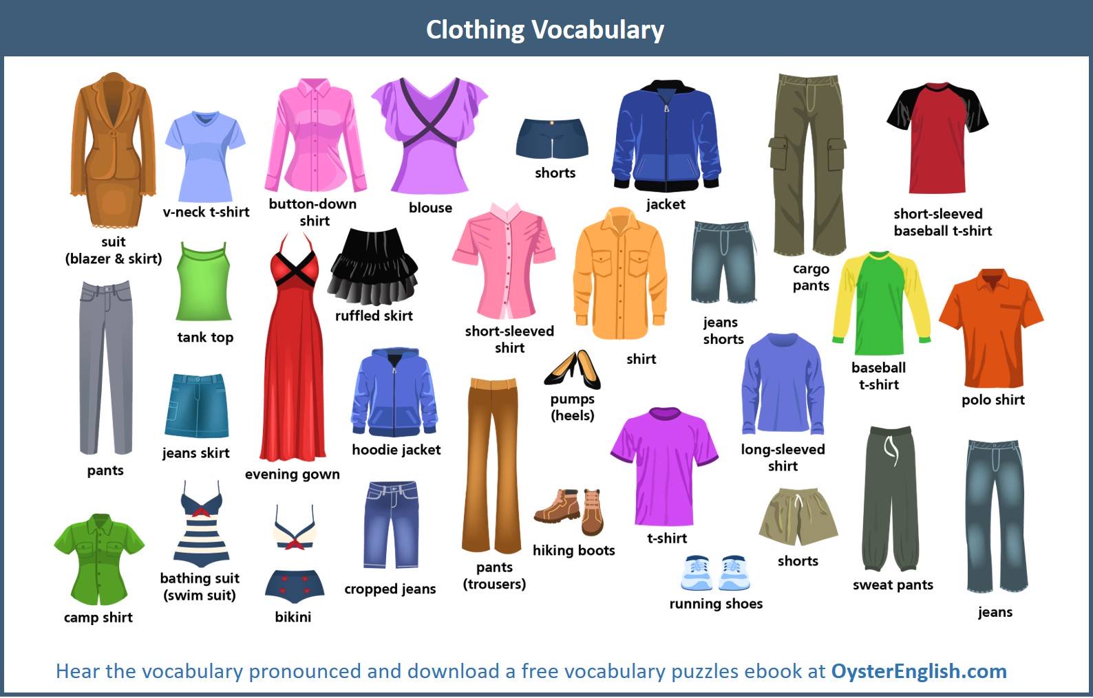 ITEMS OF CLOTHING (50 words)