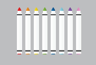 Illustration of a set of colored markers