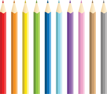 Illustration of a set of colored pencils