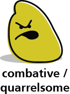 Cartoon blob shape that looks combative or quarrelsome