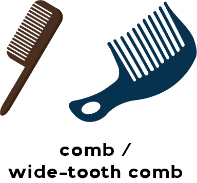 Illustrations of a comb and a wide-tooth comb