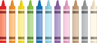 Illustration of a set of colored crayons