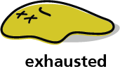Cartoon blob shape that looks exhausted