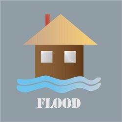 flood icon with house and water