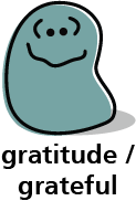 Cartoon blob shape that looks grateful