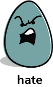 Cartoon blob shape that looks hate