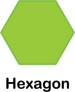 illustration of a hexagon shape (with 6 sides)