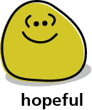 Cartoon blob shape that looks hopeful