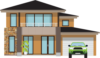 Illustration of a single-family home with garage