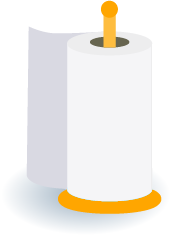 Illustration of a roll of paper towels on a holder