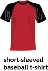 illustration of a short-sleeved baseball t-shirt
