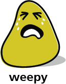 Cartoon blob shape that's crying and looks weepy
